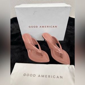 Good American Womens Dusty Patent Leather Acrylic Sandal Heel US 6.5